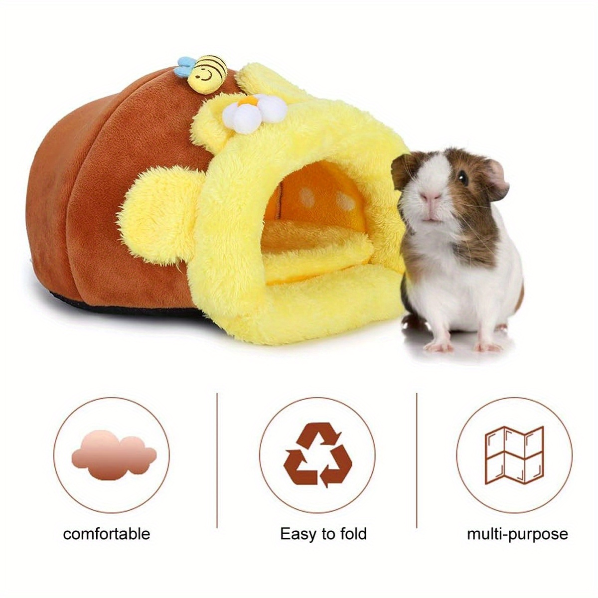 Plush Fabric Honeypot Shape Pet Cotton Nest, Comfortable Small Animal Bed