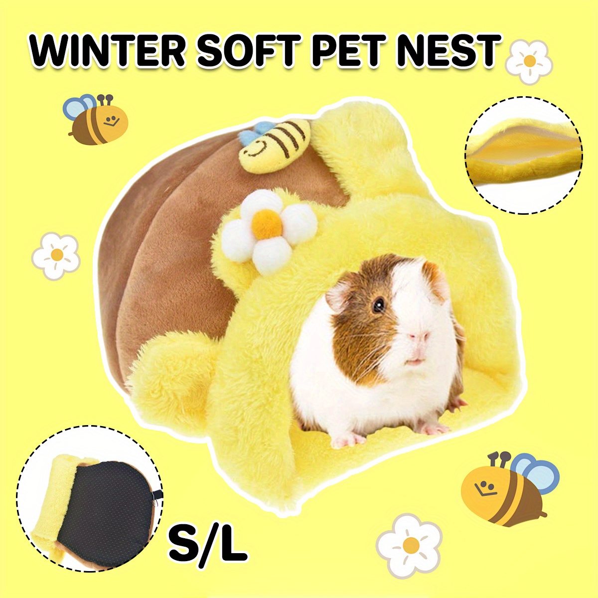 Plush Fabric Honeypot Shape Pet Cotton Nest, Comfortable Small Animal Bed