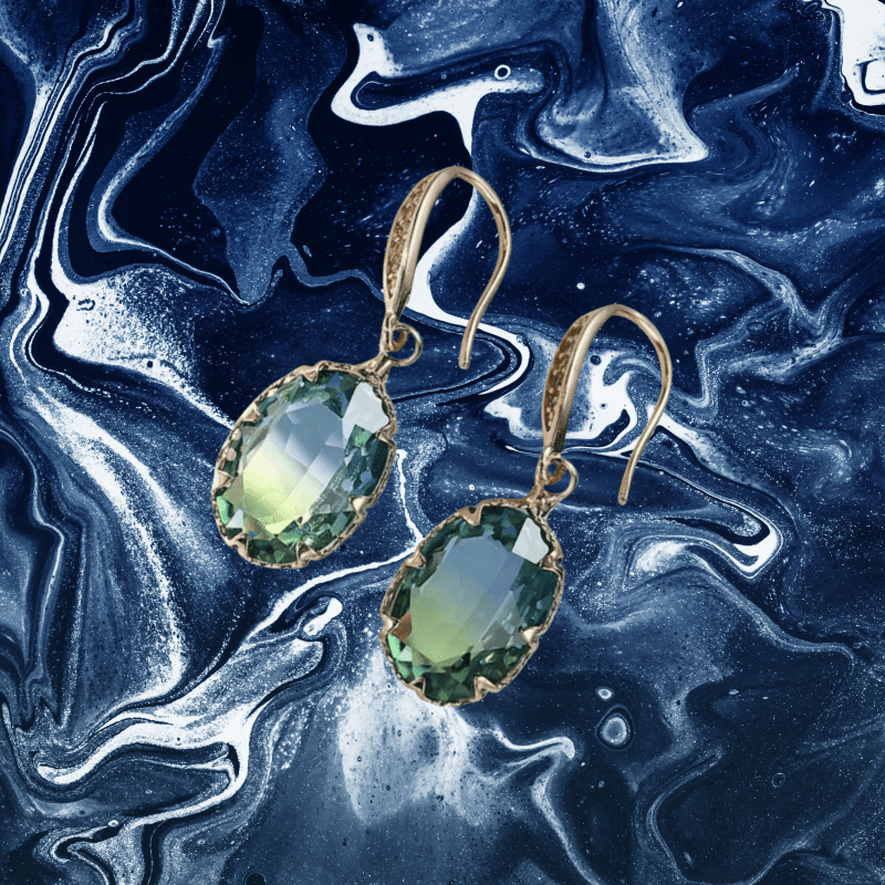 E-shop Exquisite ovale blaue Edelstein-Ohrhänger, eleganter und minimalistischer Stil, Kupferschmuck, modisches Damen-Geschenk