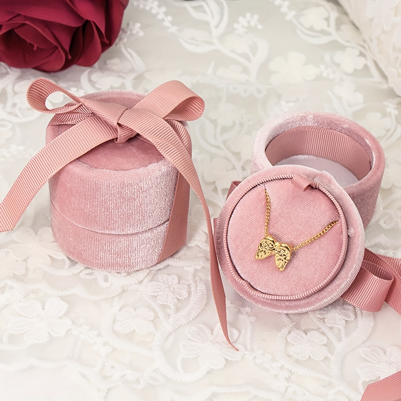 

1pc Jewelry Box For Women - Round Necklace , Portable, No Needed, , Jewelry Boxes