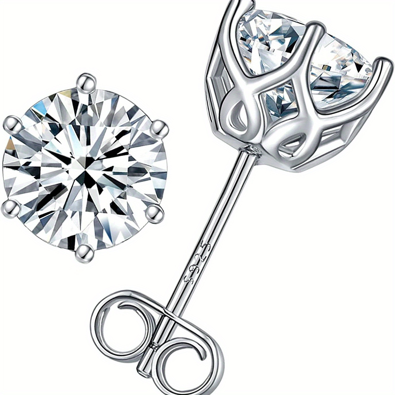 TEMU 1 Pair Of 925 Silver Mozambique Men And Women Couple Sisters Hip Hop Rock Earrings, Wedding Birthday Anniversary New Year Gift, Gift, Christmas Gift