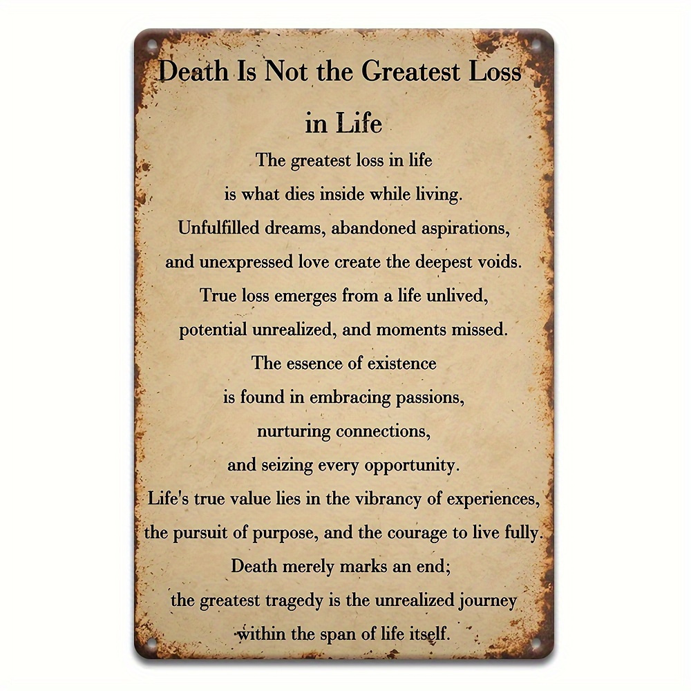 TEMU This Vintage Metal Wall Artwork: Death Is Not Loss - The Home, Bathroom, Bedroom, Bar, Outdoors And More - Is For A Best Friend Or Who Appreciates -provoking Art