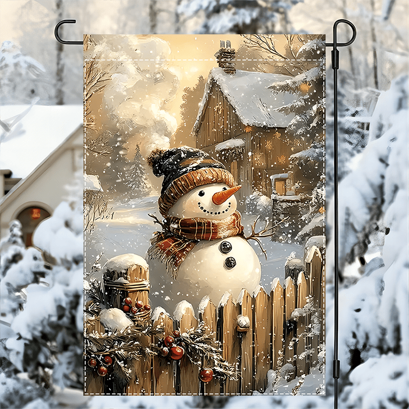 

1pc, Snowman , 12x18inch, Polyester, Double- Burlap, Decoration, For Christmas And , No Needed