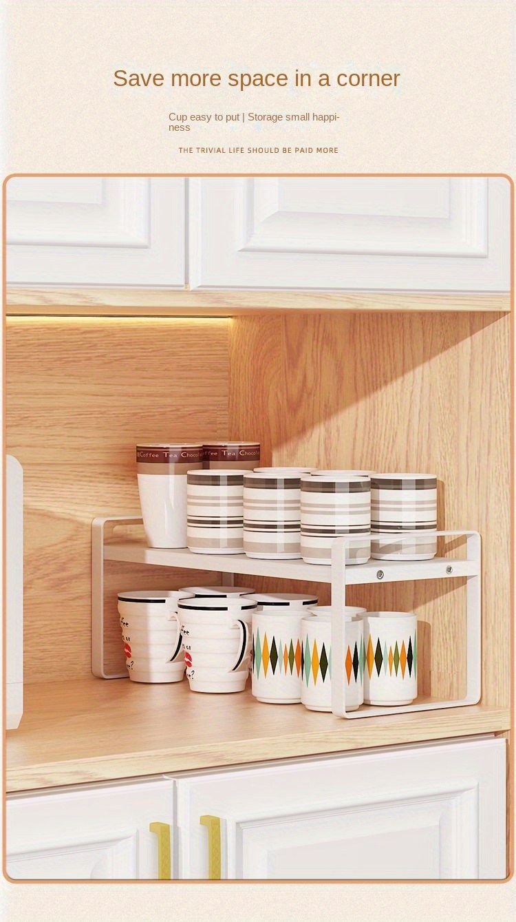 multi tier wooden cup holder high density fiberboard desktop organizer for tea glass cups   home office cabinet storage water cup desktop storage rack details 5