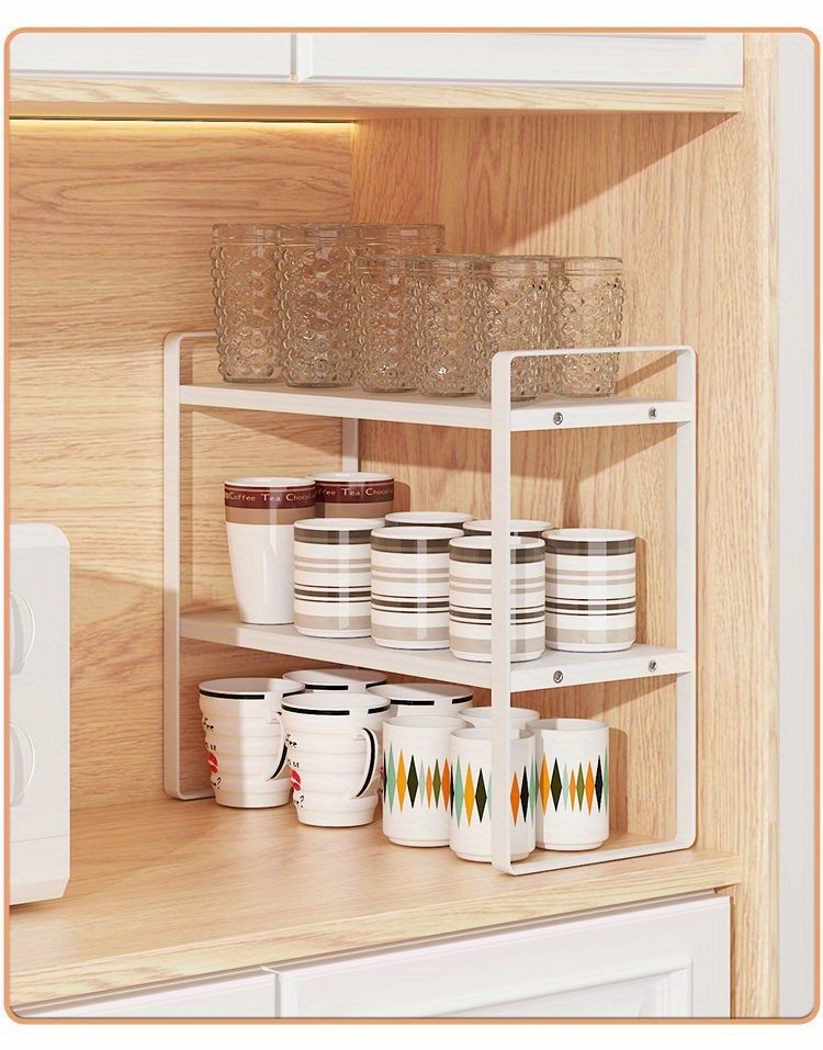 multi tier wooden cup holder high density fiberboard desktop organizer for tea glass cups   home office cabinet storage water cup desktop storage rack details 11