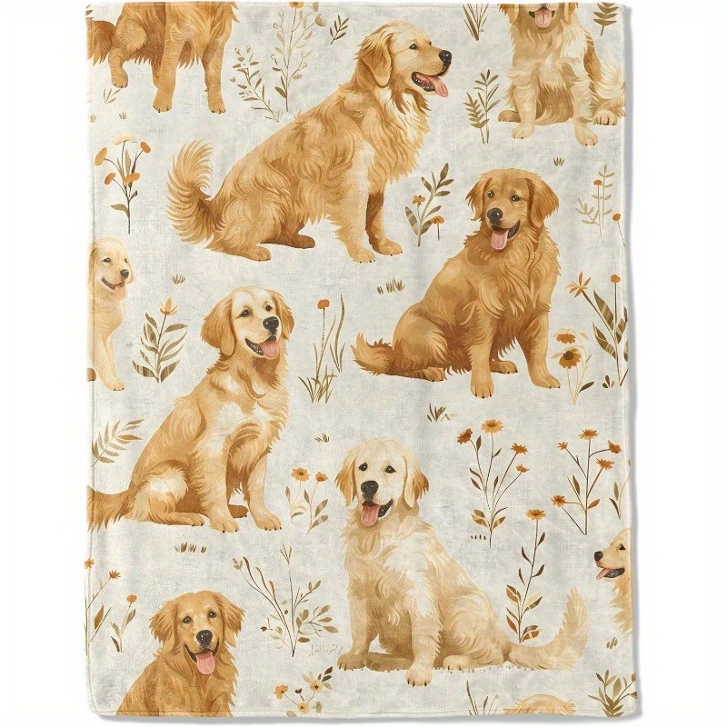 

Golden Retriever Flannel Blanket - Lightweight Soft Cozy Gifts Blankets For Dog Lovers, Kids, Women, Cute Style Throw, Elegant Modern Retro Decor