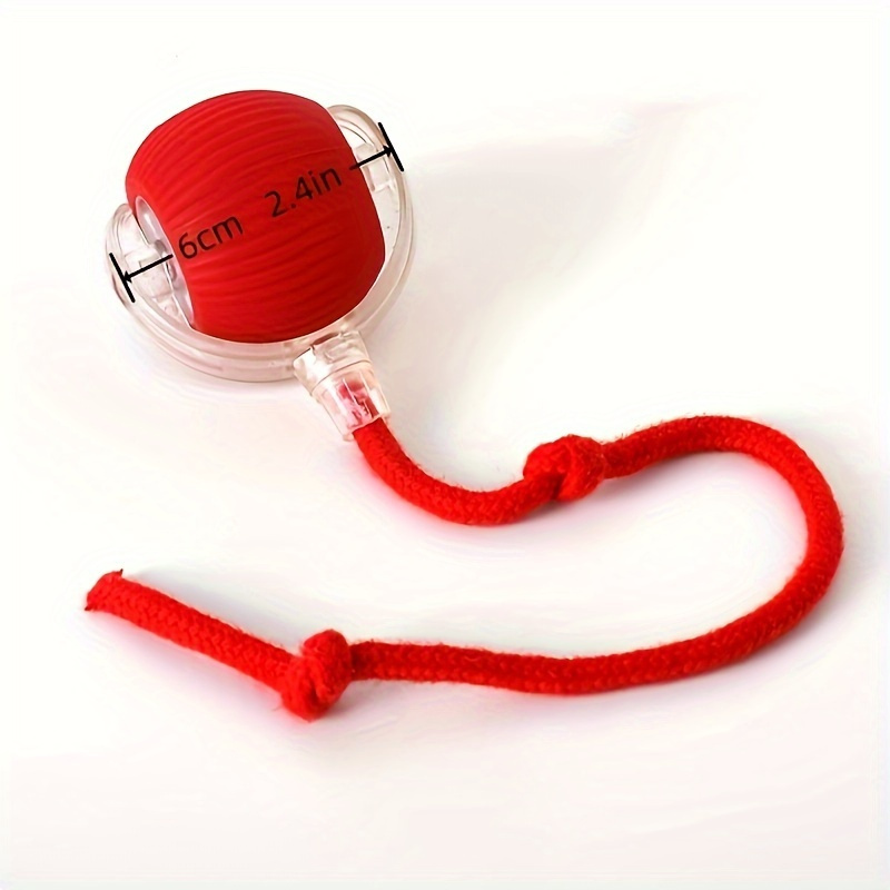 

Usb Rechargeable Interactive Cat Toy With Sound - , Chew-resistant Red Ball On Cord, Striped Pattern, Safe For All Breeds