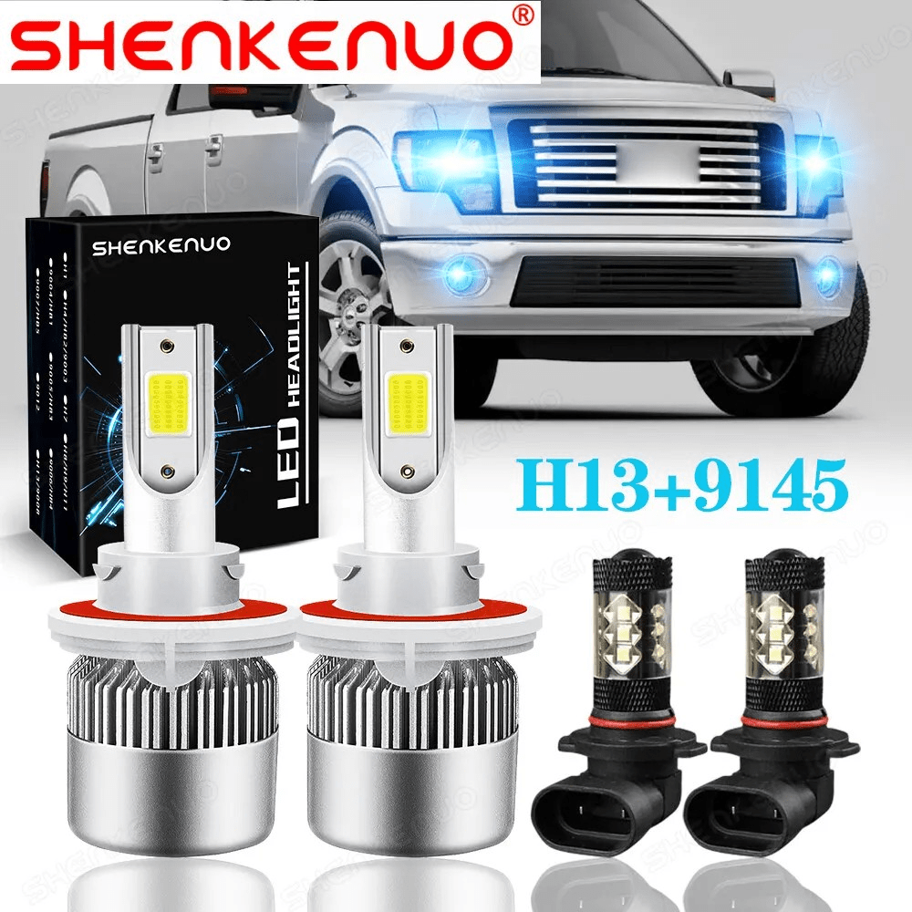 TEMU 4pcs For Ford 2004-2014 / Led Headlight Bulbs + Fog Light Bulbs Combo