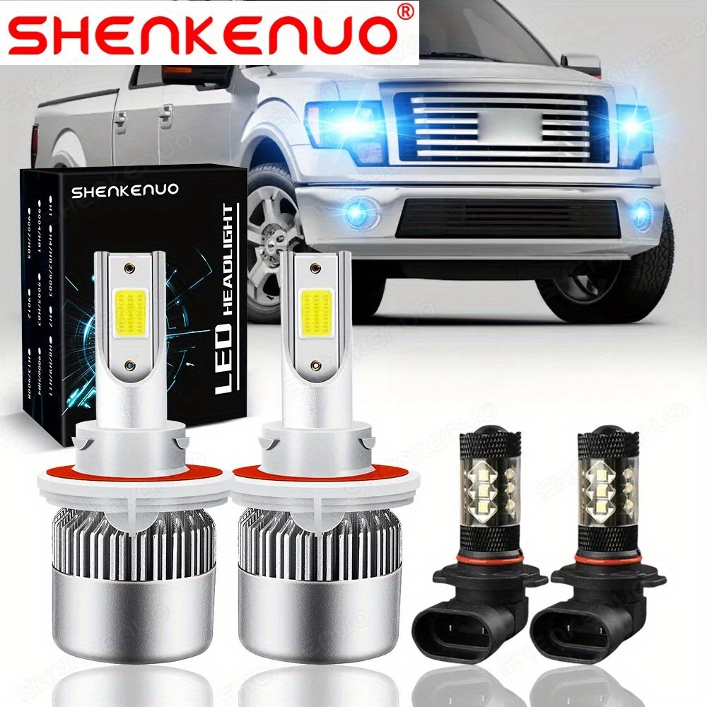 

4pcs For 2004- 8000k Led Headlight Hi/ Lo + Fog Bulbs