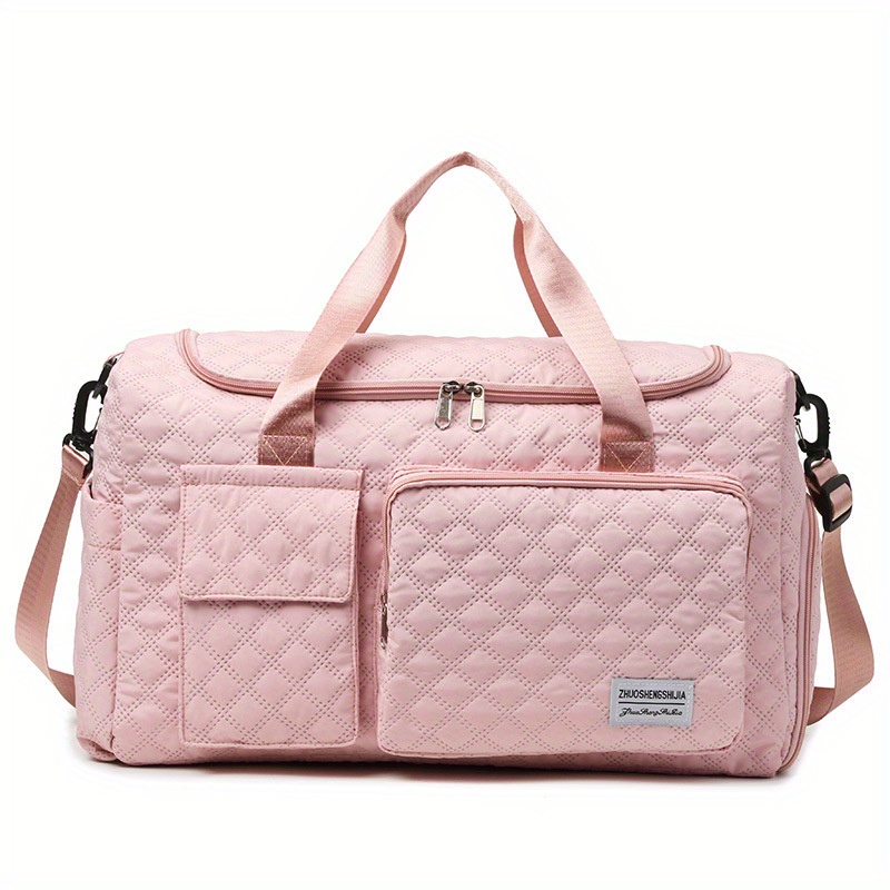 TEMU Women's Weekender Bag With Shoe Compartment & Expandable Toiletry Bag - Durable Oxford Fabric Travel Duffel, Spacious Overnight Tote For Gym,