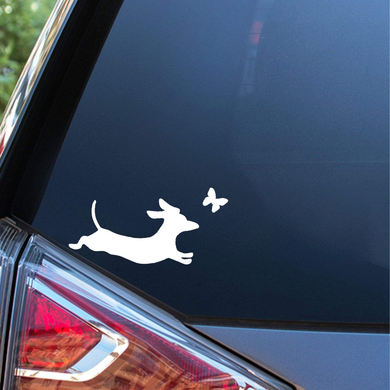 Image of 1pc Dachshund Car Decal, Dachshund Pattern Sticker, Vinyl Car Sticker, Suitable For Cars, Motorcycles, Trucks, Laptops