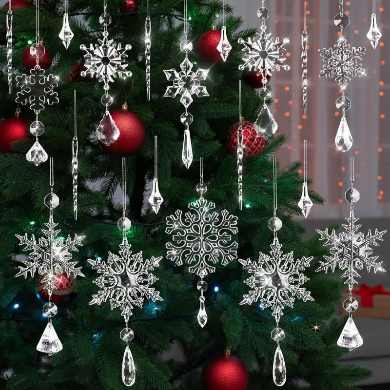 TEMU 20pcs Acrylic & Christmas Tree Ornaments Set - For , Parties & Hanging