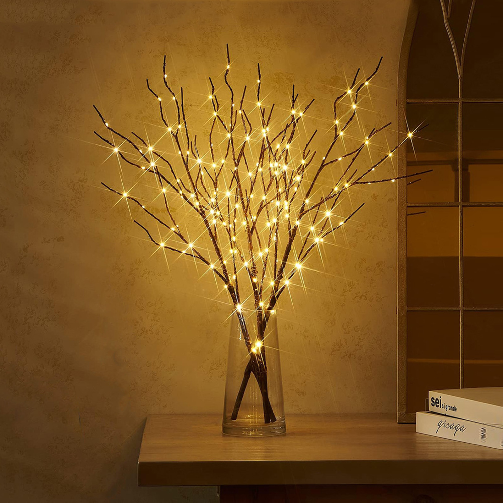 modern led twig lights warm white flexible artificial Temu Saudi
