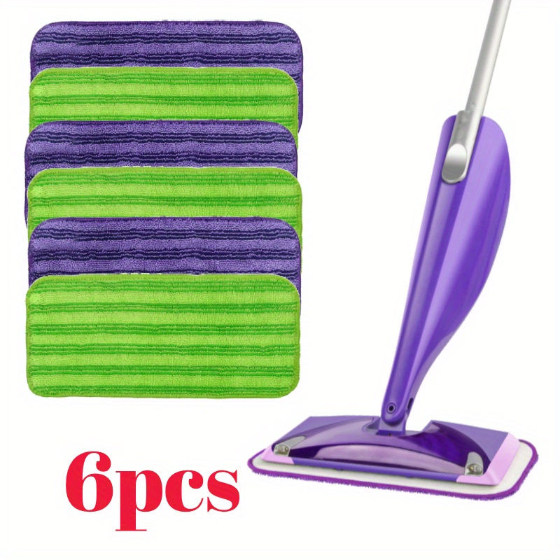 

6 Piece Reusable Mop Pad, Compatible With Jet Mop, 12-inch Wet/ Dry Mop Replacement Heads