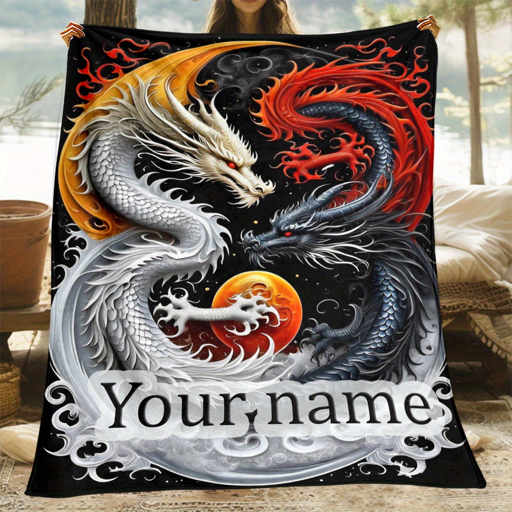 

Yin- & Blanket - Personalized , For Sofa, Office Chair, Camping, | Polyester, No Batteries Required