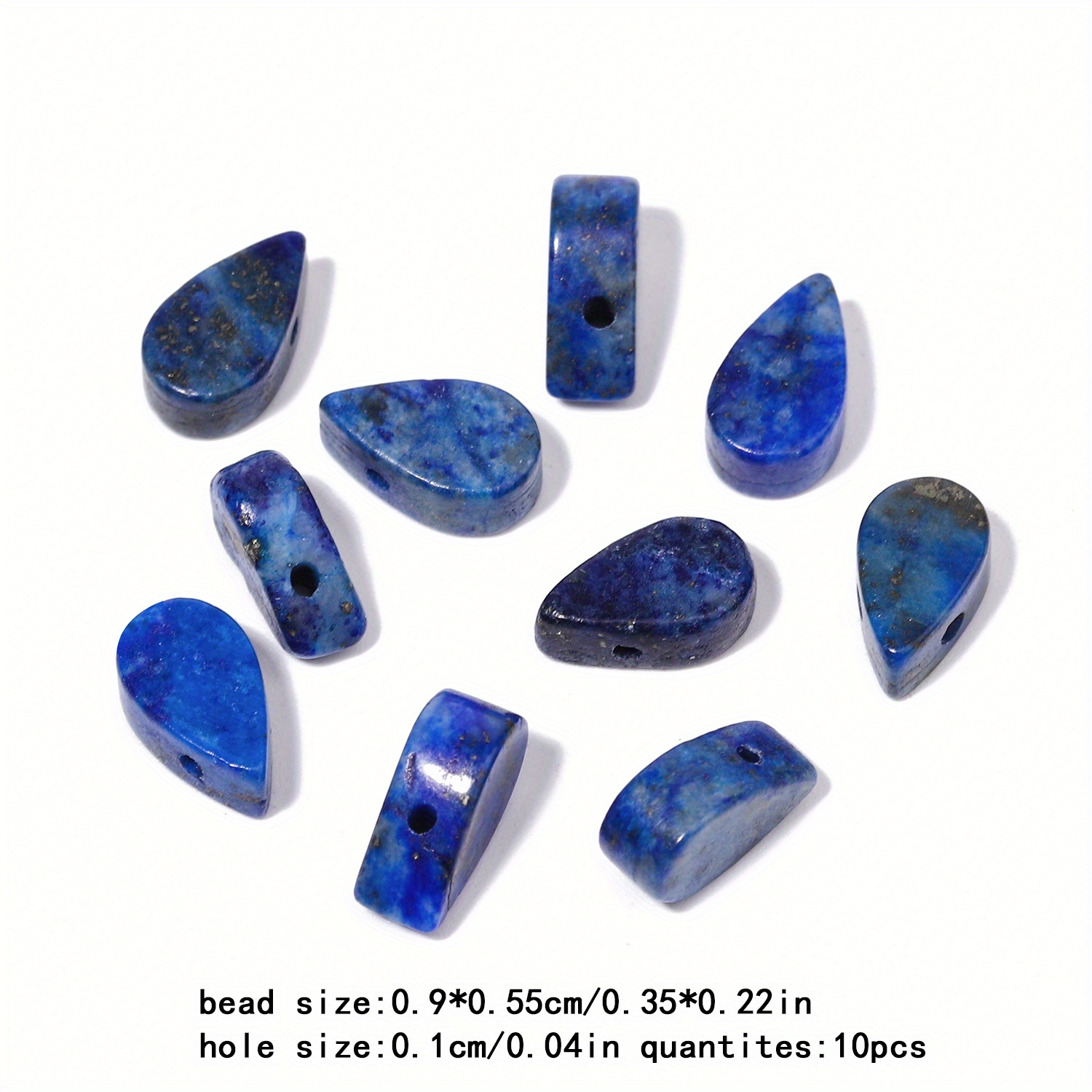 TEMU 10pcs Natural Lapis Beads, 9x5.5mm Water Drop Shape, Making Crafts, Necklace, Bracelet, Charm, Pendant Accessories, Stone Jewelry Making Supplies