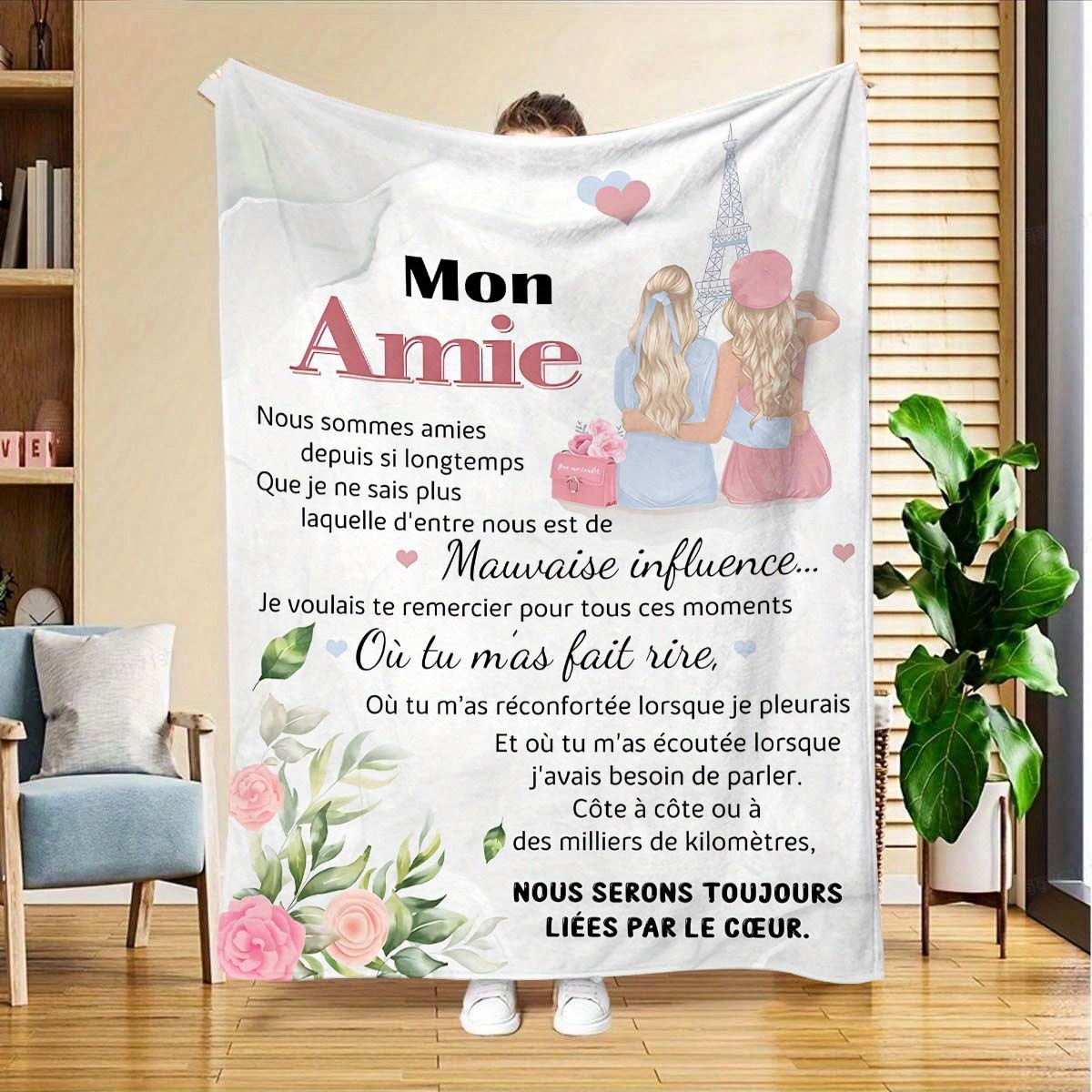 

Couverture en Flanelle d'Inspiration Française Confortable - Cadeau pour Amis & Famille, Douce & Chaude Toutes en Polyester, pour Canapé, Lit, Voyage, Camping, Chaise de Bureau - Lavable en Machine