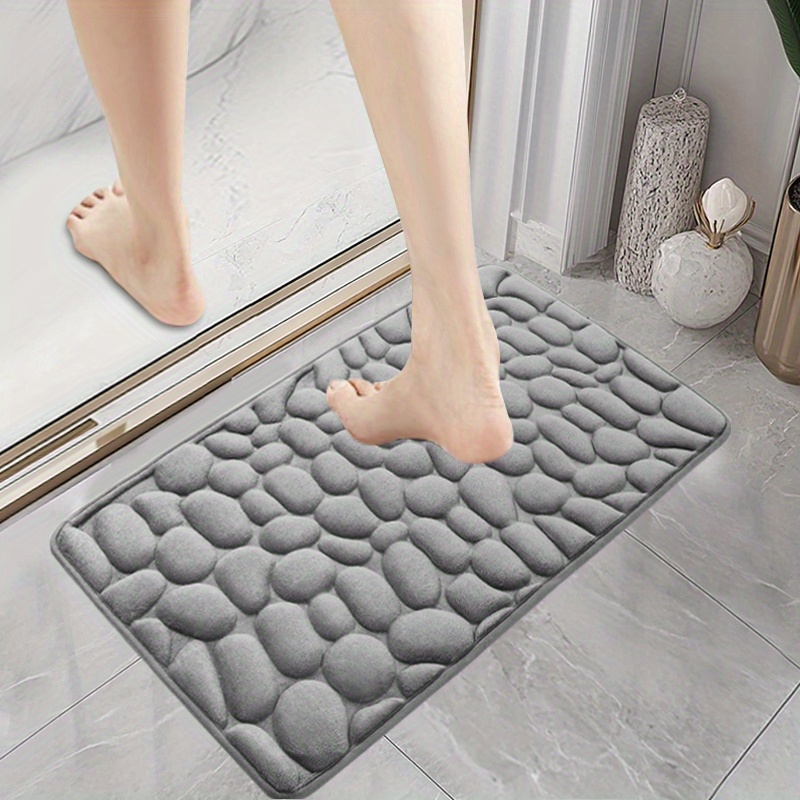 TEMU Tapis de douche plat 2D, 1 pièce, galet - Tapis de douche doux et épais adapté aux de bain et aux chambres, parfait pour la décoration de Noël.