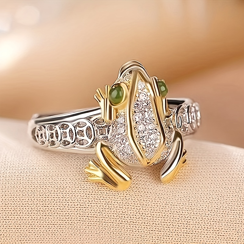 

1pc Cute And , Double--shaped Ring Inlaid With Synthetic Zirconia, Fashionable And Accessory, Suitable For And Parties, Creative Gift