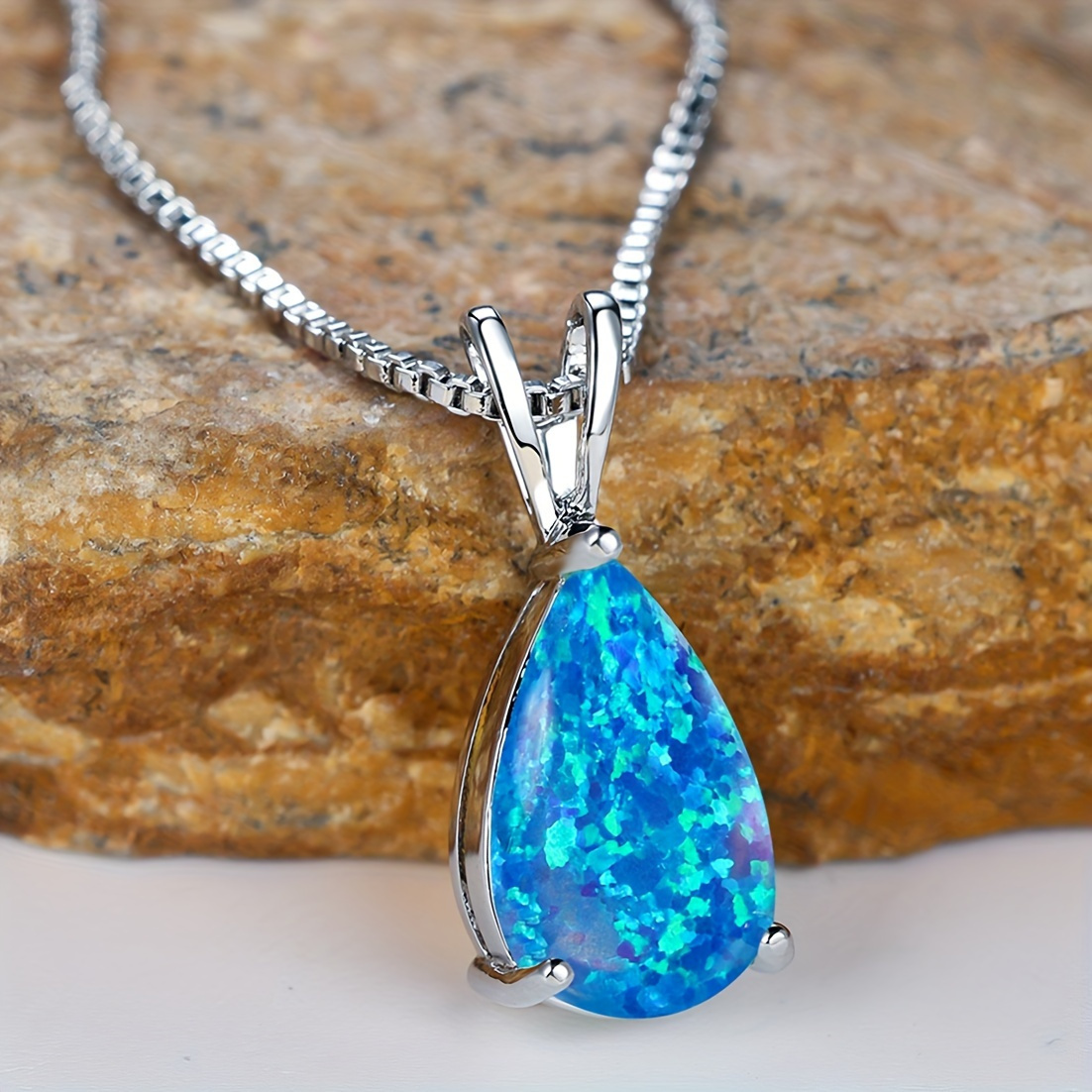 Minimalist Water Drop Opal Gemstone Necklace Pendant Necklace Short Chain Optional Temperament Ladies Clavicle Chain Birthday Valentine Christmas Gift