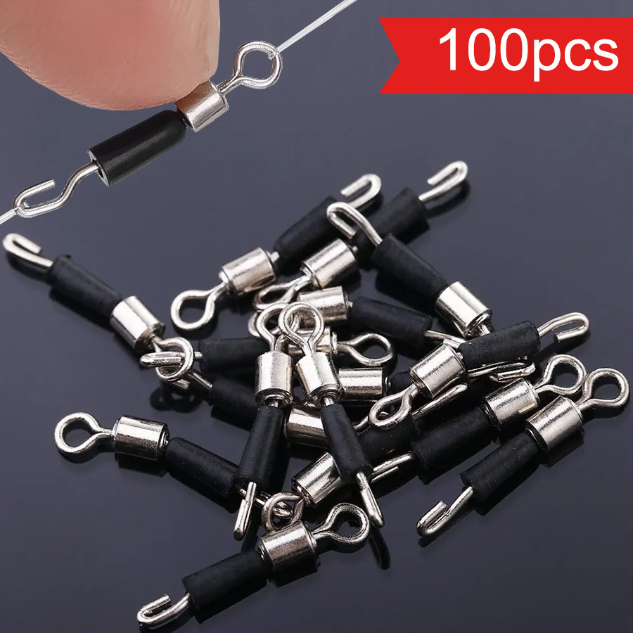 

100pcs Fishing Split Ring Connectors, Fishing Tackle Accessories, Silicone & Stainless Steel, Fishing Hook & Gear Clips