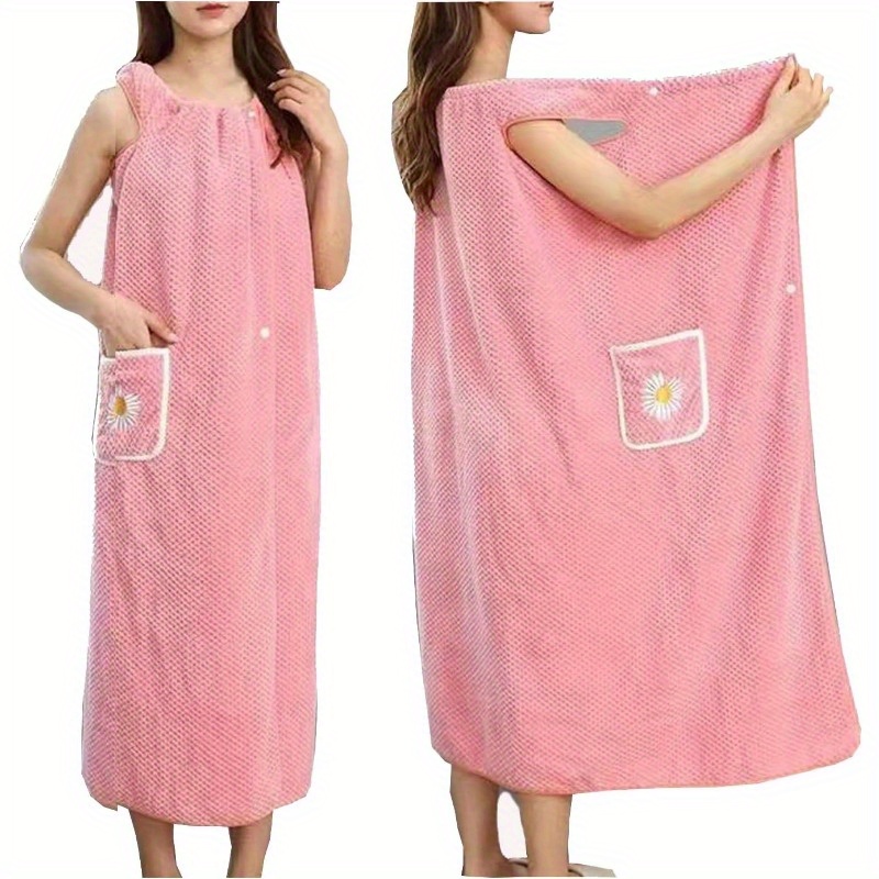 

Wearable Bath Towel Wrap For Women - Coral Fleece, Absorbent, Adjustable, Sauna Beach Pool Gym Travel - Free, Plus Size