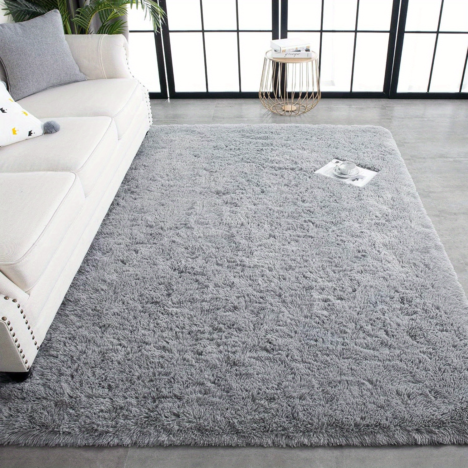 

Light Gray, Soft Fluffy Shag Rug, Shag Floor Rug, Living Room Rug, Room Rug, Home Decoration Rug, Solid Color Carpet, Christmas New Year Room Decoration, Luxury Non-slip Machine Washable