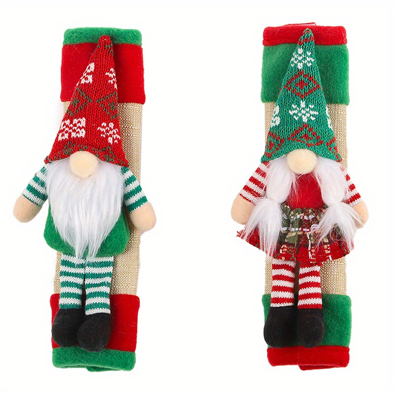 2pcs Christmas Handle Covers, Refrigerator Door Covers, Microwave Handle Protectors, Gnome Kitchen Decor With Decorative Christmas Handle Covers For Kitchen Appliances