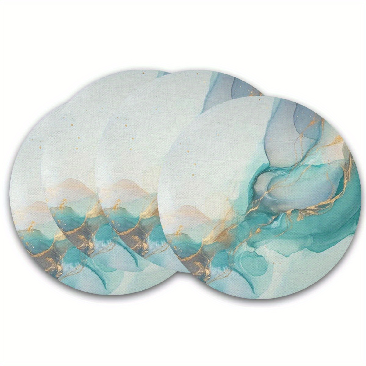 

4pcs 15 Inch Round Placemats, Teal Tie-dye Pattern Placemat Doilies For Home Dining Party Outdoor Table Decoration