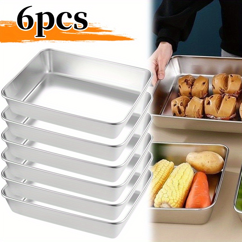 

6pcs Large Stainless Steel Food Storage Containers With Transparent , Leak-proof, Stackable Fresh-keeping Boxes, Ideal For Meat, Fruit, Vegetables, With Kitchen Organizer