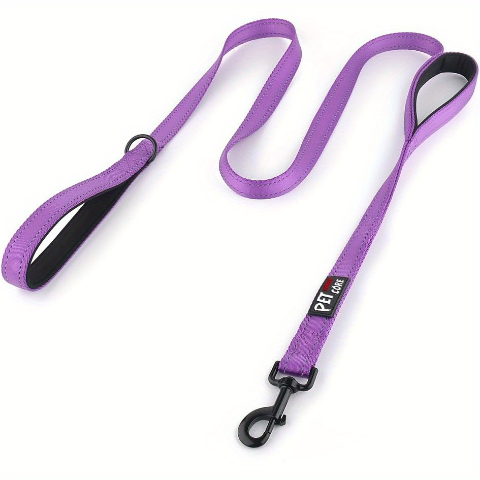 

Dog Leash 6ft Long, Traffic Padded 2 Handle, Heavy Duty, Reflective Double Handles Lead For Control Safety Training, Leashes For Large Dogs Or Medium Dogs, Dual Handles Leads (purple)