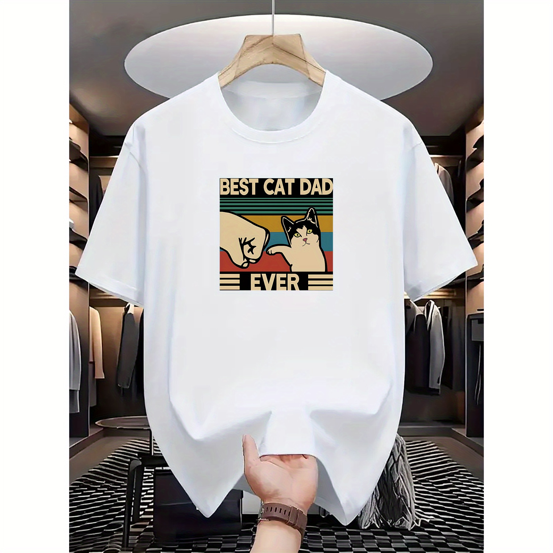 

1pc T-, Cat Dad Graphic, , , , Regular Fit, Summer Tee