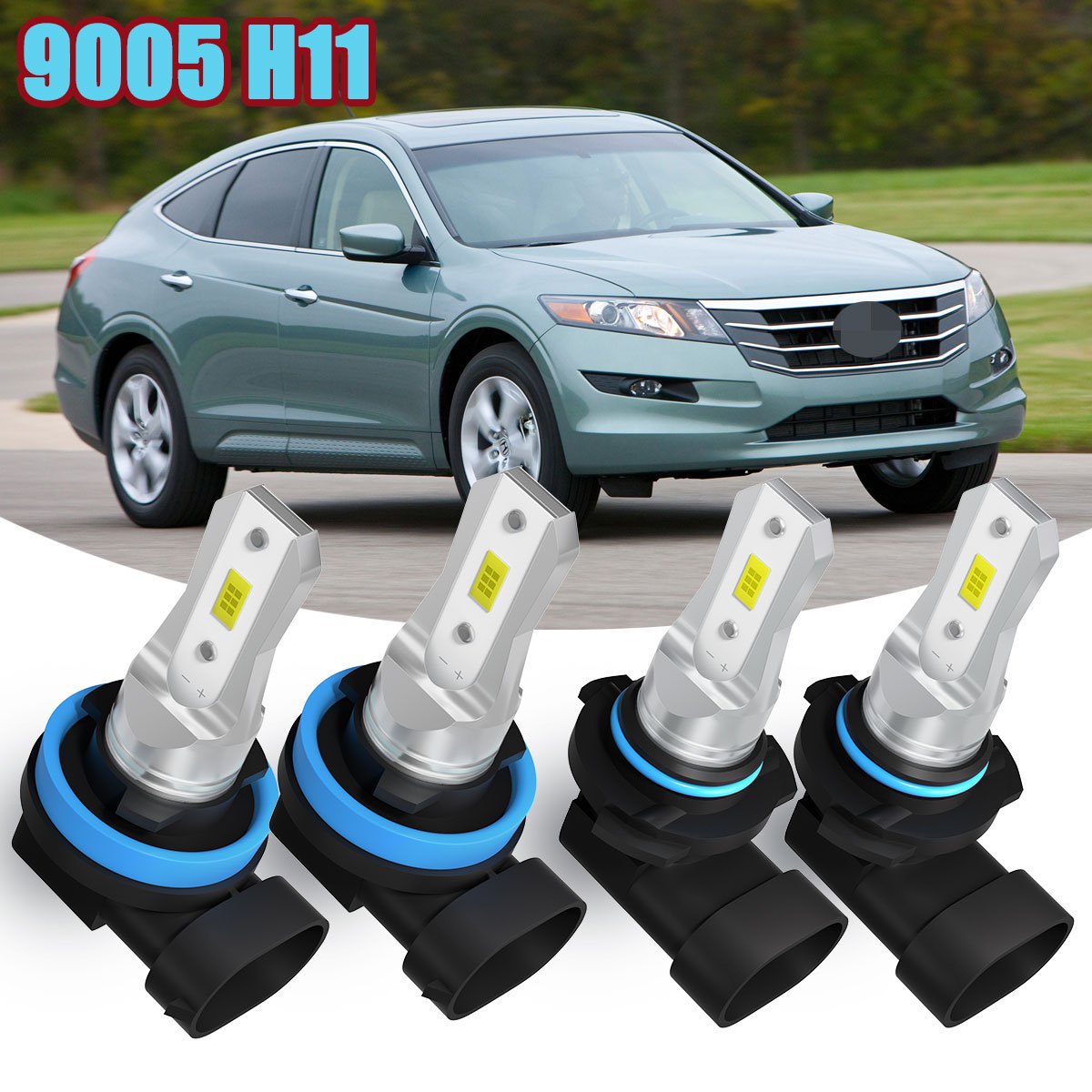 

Of 4 Led Headlight Kit Bulbs Honda For 2010 2011 2012 2013 2014, 9005 (hb3) H11 Low , Two- Csp 40w 4000lm 6000k