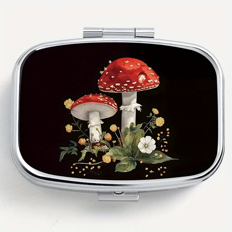 

1-compartment Red Mushroom Print Metal Pill Box - Portable, Decorative Mini Medicine Organizer For Travel & Outdoor Activities, Ideal For Pills, Jewelry, And Small Items, Pill Box For Purse