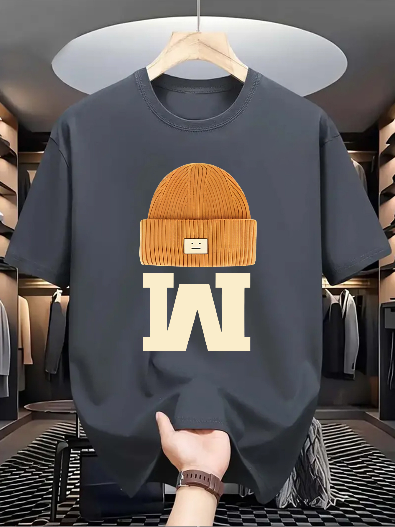 mens casual graphic t shirt letter beanie hat print Temu Nigeria - Main Image