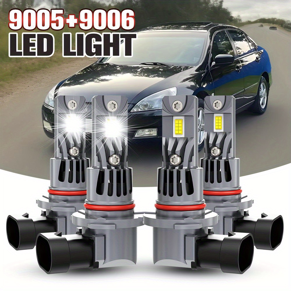 

4x For For 2016 2017 2018-2019, Led Headlight 9005 9006 Low , Bulbs Kit , 500% Super 4000lm, And , 6000k