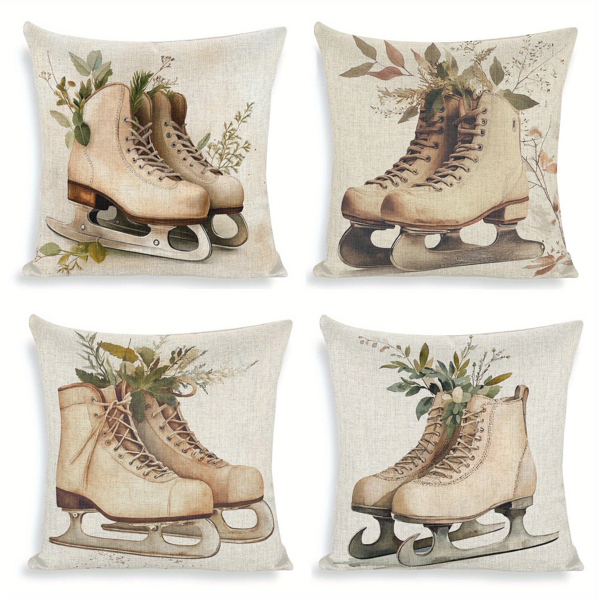 

4- 18x18 Ice Plants Cushion Covers, Double- , , Polyester, , , Sofa Decor For Home & Kitchen