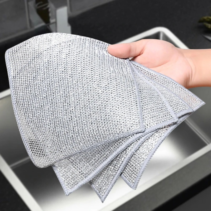 

30-pack Super Steel Mesh Sponge Pads - Double-sided Kitchen Dish Scrubber, For Utensils And Cookware, Industrial Commercial Cleaning Tool, Synthetic Fiber Material