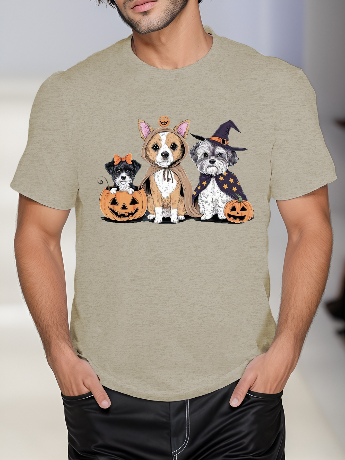 camiseta halloween hombre estampado disfraz perro cuello Temu