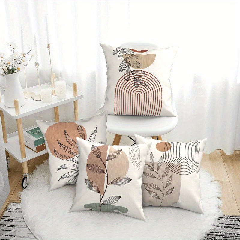 

4- , 16x16/18x18/ , Mid- Pattern, Linen Cushion , , -sided , Zippered, , For Bedroom Bed