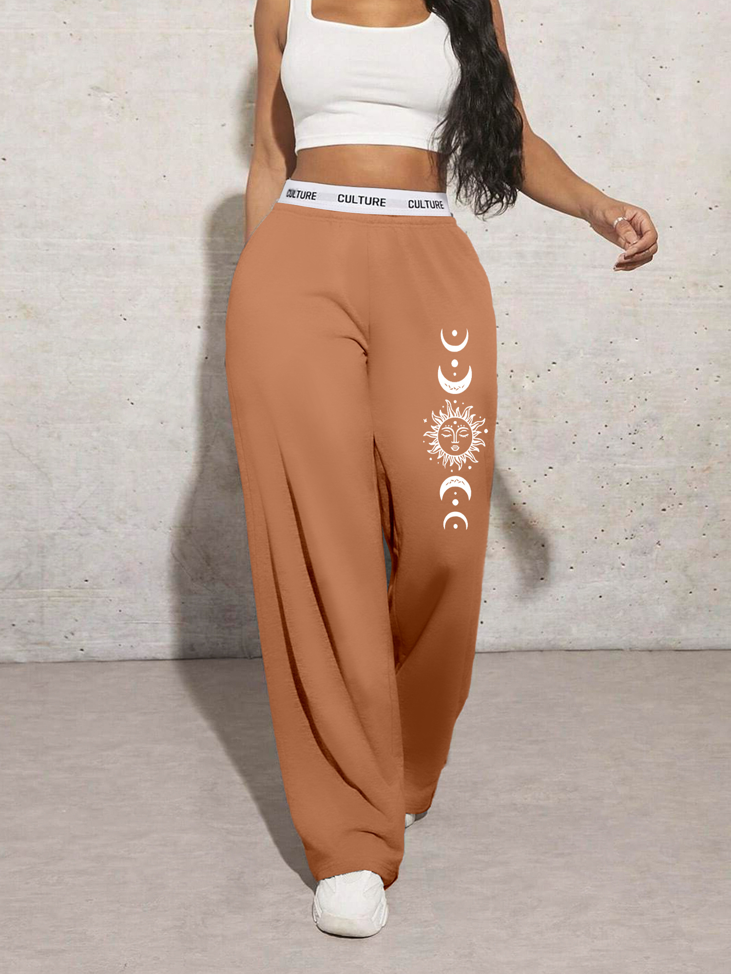 women's high waist polyester sweatpants casual loose fit Temu Oman
