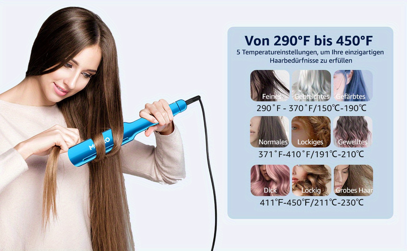 Profesionalna pegla za kosu | Nano Titan 4.32 cm široka glačala za kosu, podesiva temperatura 120-230℃, brzo zagrijavanje, dvostruki napon 110V-240V, pogodna za sve tipove kose, pokloni za žene, rođendanski i božićni pokloni - MCURO