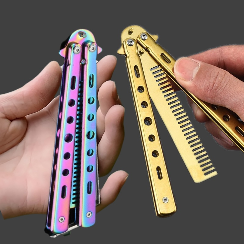 

Butterfly Folding Comb & Golden Stainless Steel - , Toothed Hair Types | Ideal For Beginners &