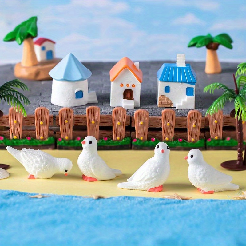 

4pcs White Resin Set - Beach & Coastal Decor, Diy Miniature Scenery, & Crafts