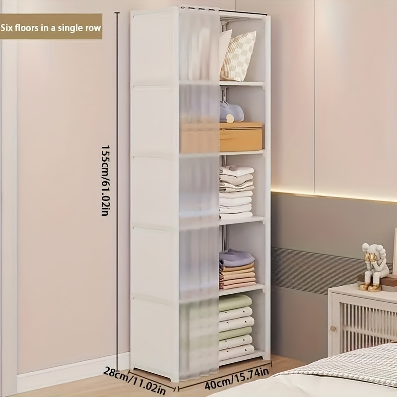 1pc large white metal plastic wardrobe with dustproof cover   multi functional storage organizer for clothes   clothes organizer storage mounted   details 5