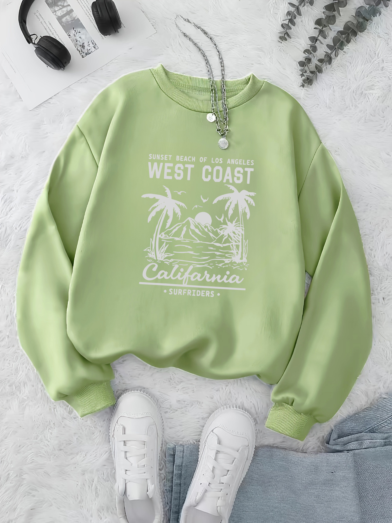 Sudadera Cuello Sudaderas Mujer Green Coast Sudadera Casual Cuello
