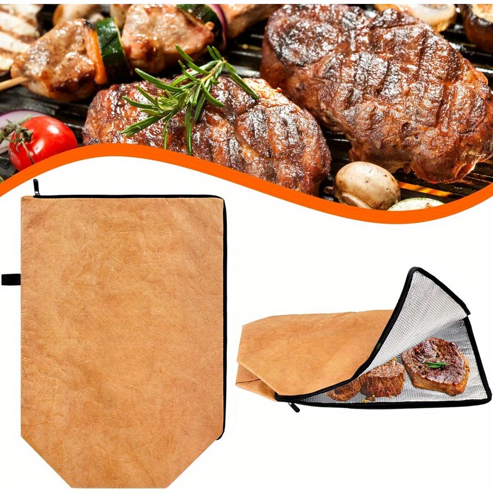 

1pc Bbq Reusable Insulated Meat Blanket , Bbq Bag, -safe For Smoking And Grilling