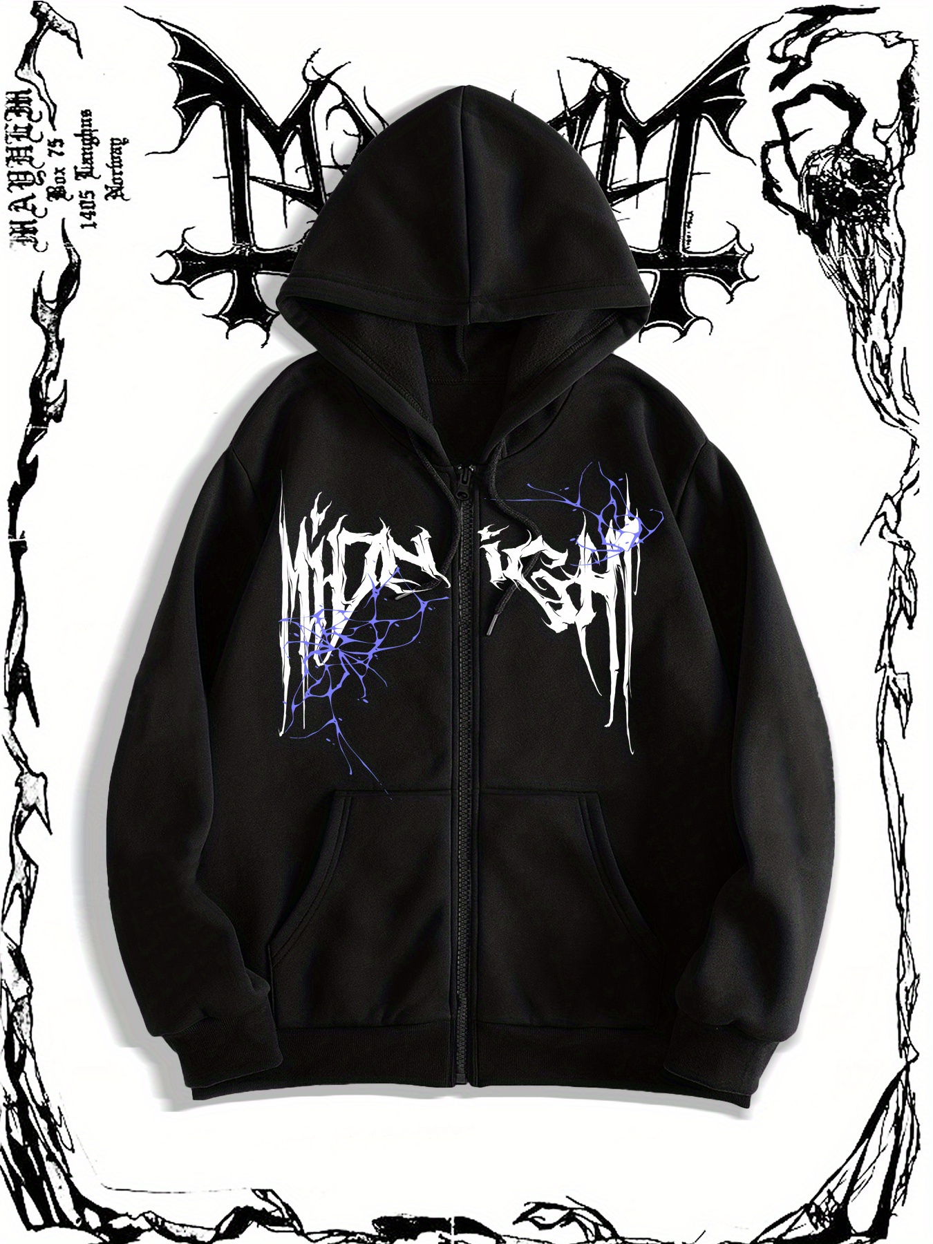 chaqueta capucha estampado gótico rayos hombre sudadera Temu