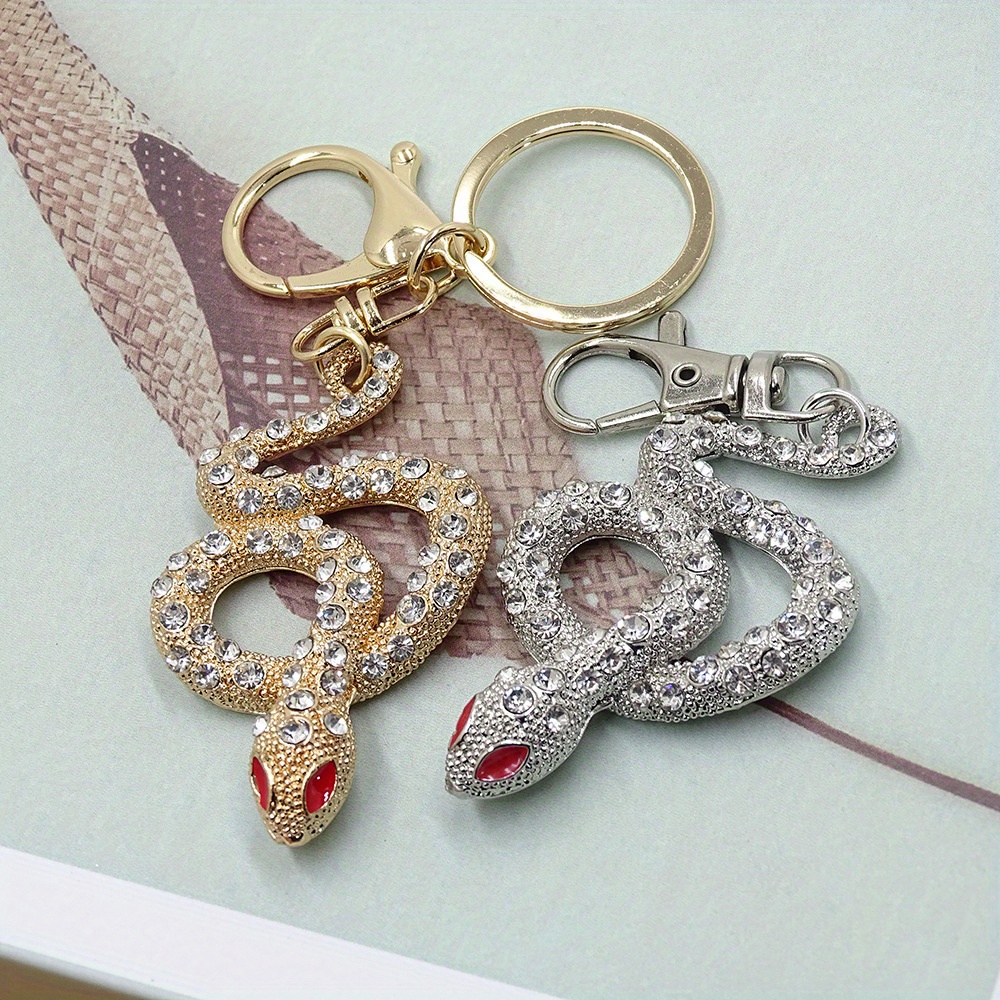 

1pc Alloy Snake Keychain For Women - Fashionable Golden And Snake Design Keyring For Decoration