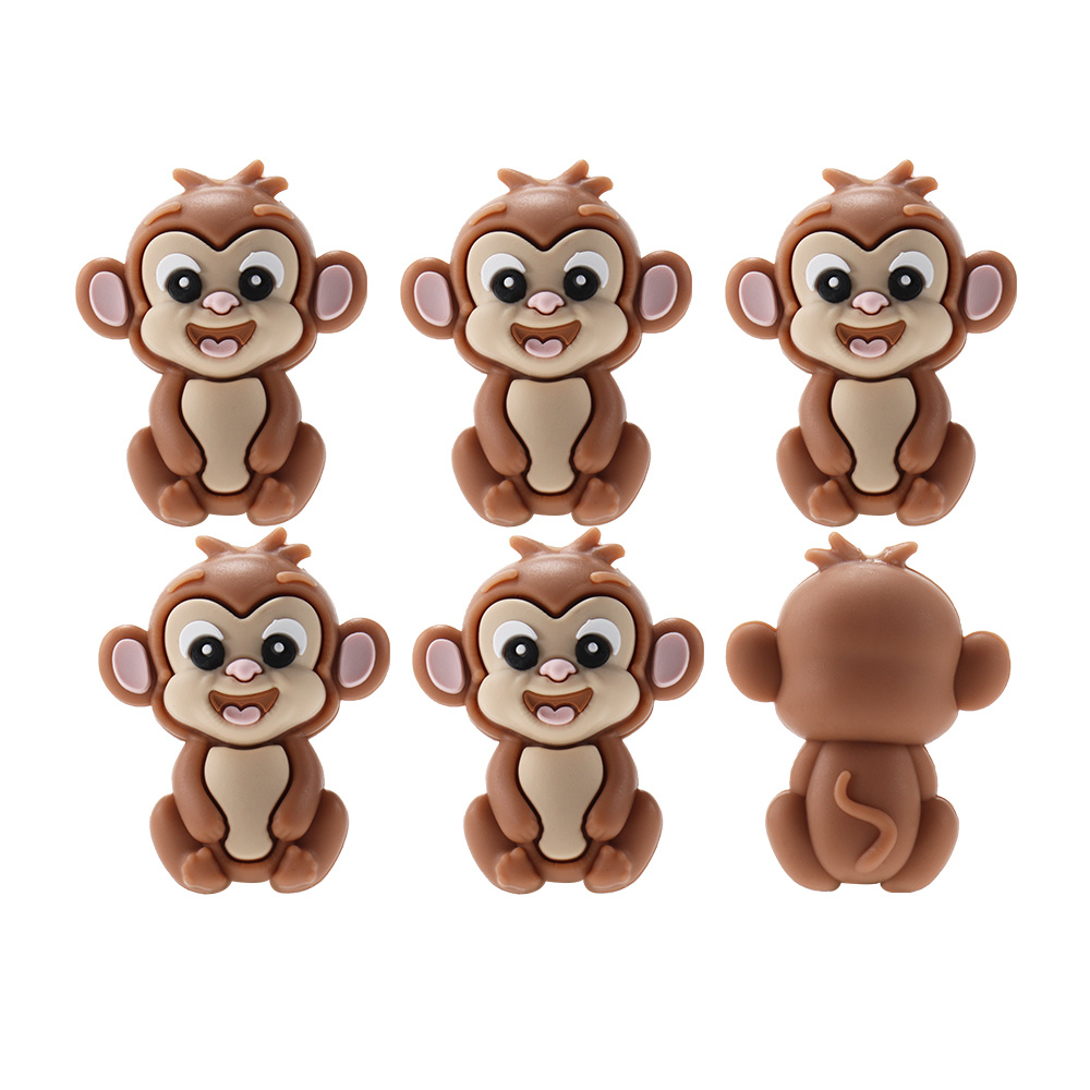 Silicone Beads - 6 Monkey Silicone Pendants For, Pen Decorations, Bracelets, Necklaces, Id Lanyards, And Craft Projects - Suitable For Creative Designs